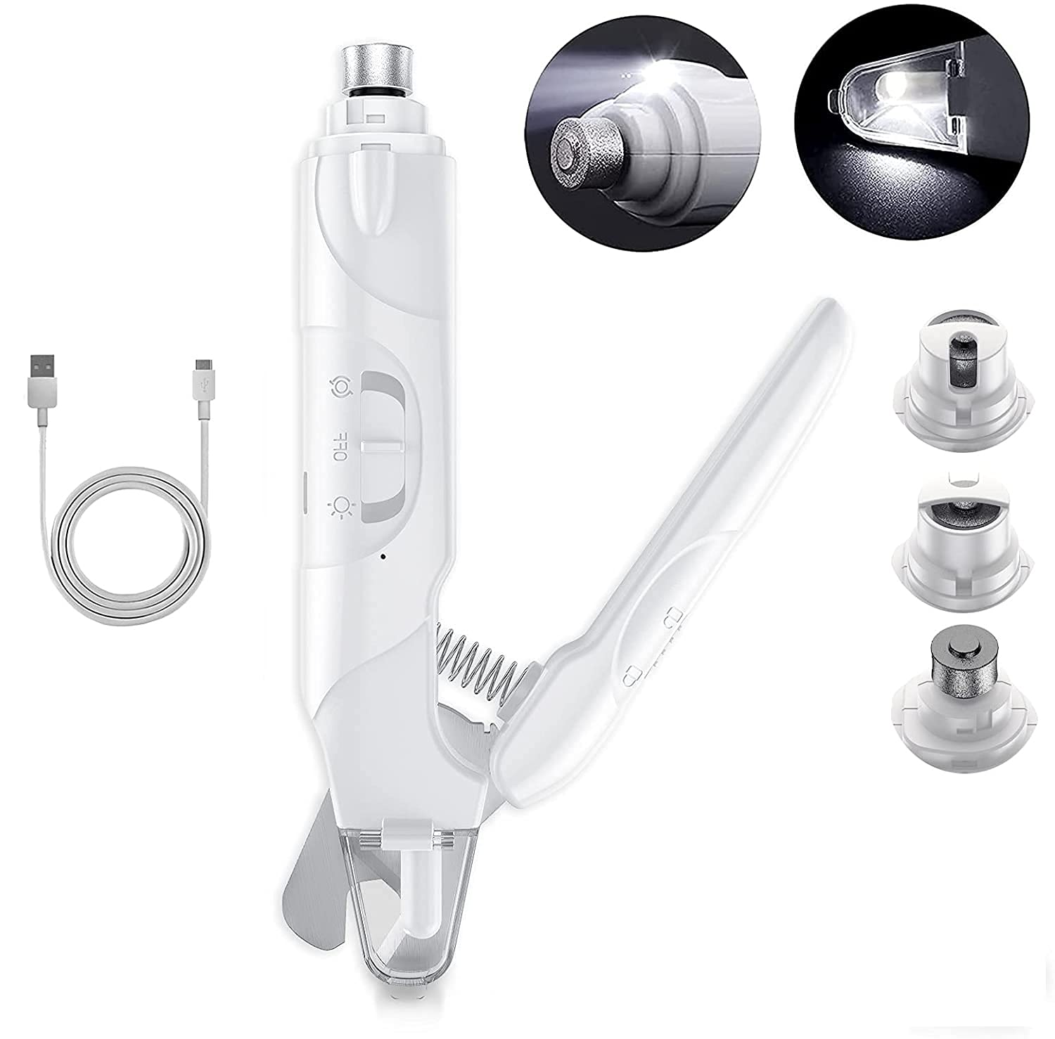Qpets 2 in 1 LED Dog Nail Grinder and Clipper USB Cordless Dog Nail Grinder with Manual Nail Cutter Design Low Noise Dog Nail Grinder with 3 Adjustable Speeds Qpets 2 in 1 LED Dog Nail Grinder and Clipper USB Cordless Dog Nail Grinder with Manual Nail Cutter Design Low Noise Dog Nail Grinder with 3 Adjustable Speeds